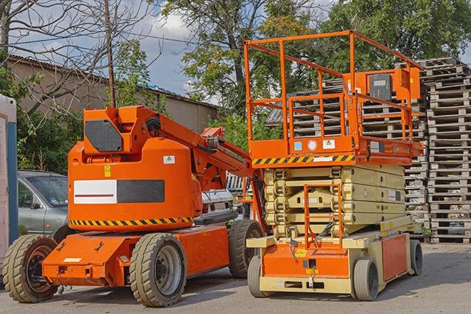 stocking inventory with warehouse forklift in Mango